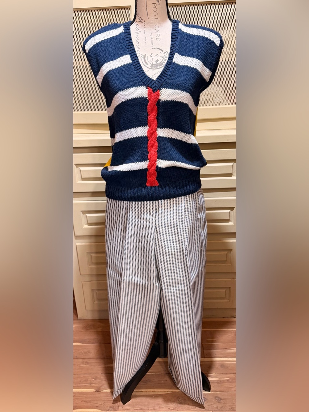 VTG JH Collectibles NWT 5Pc Nautical Linen Sweater Skirt Pants Set Capsule